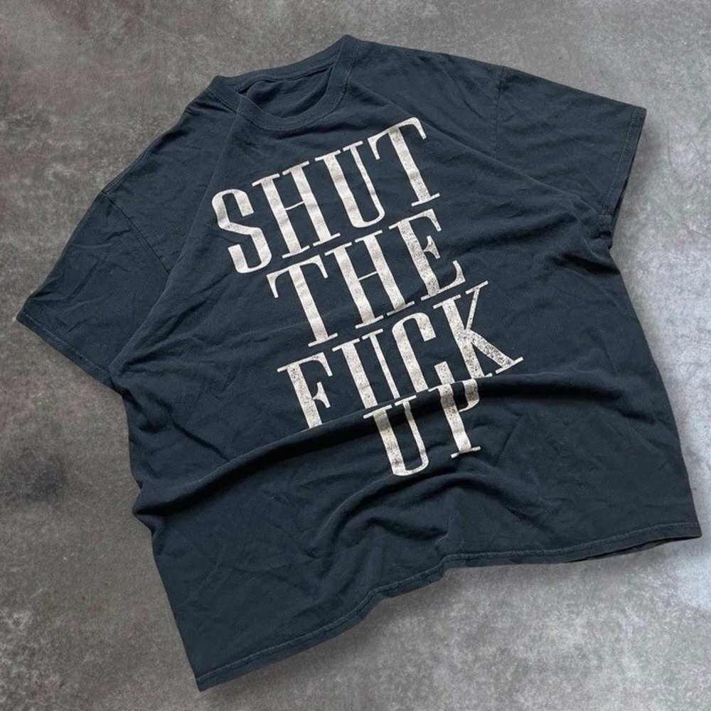 Mens Graphic T Shirt Shut The Up Black Cotton Short Sleeve Casual Top XL